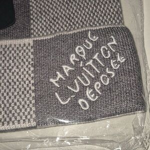 Louis Vuitton Gray and White Knit Beanie